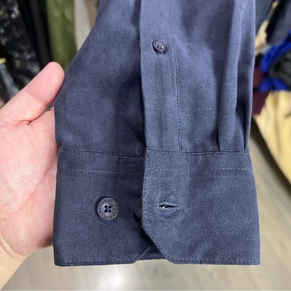RETREAT Men's Blue Shirt size Medium Button Down Suede Long Sleeve Casual Formal - Picture 8 of 9